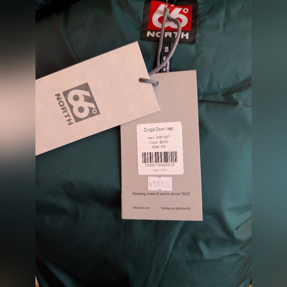 NWT Green 66 Degrees North Dyngja Down Vest (XS) - Picture 7 of 7